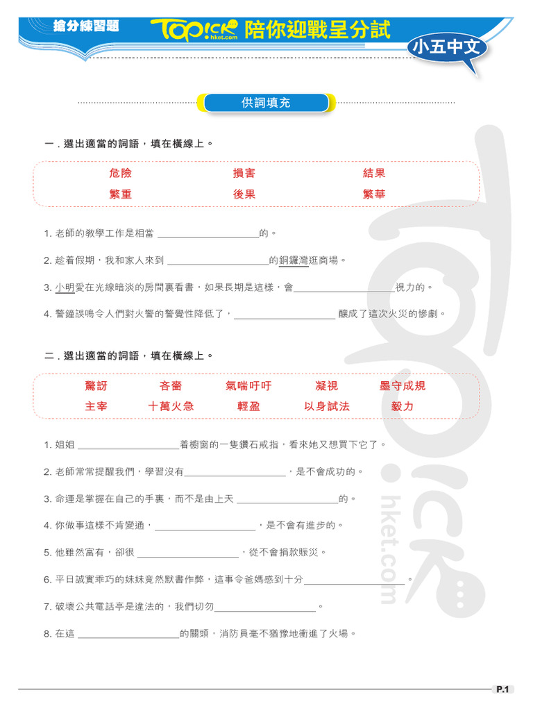 Chinese 58 Exercise | PDF
