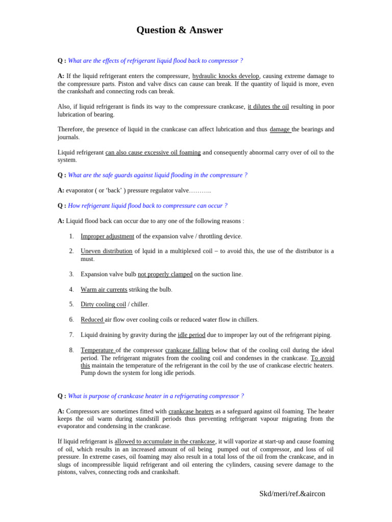 Effects of Liquid Flood in Compressors | PDF | Air Conditioning | Liquids