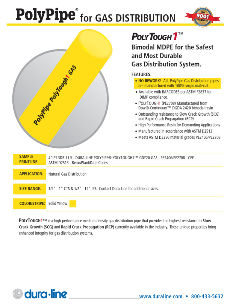 Duraline Polytough1 Yellow Mdpe Gas Pipe | PDF | Fracture | Fracture ...
