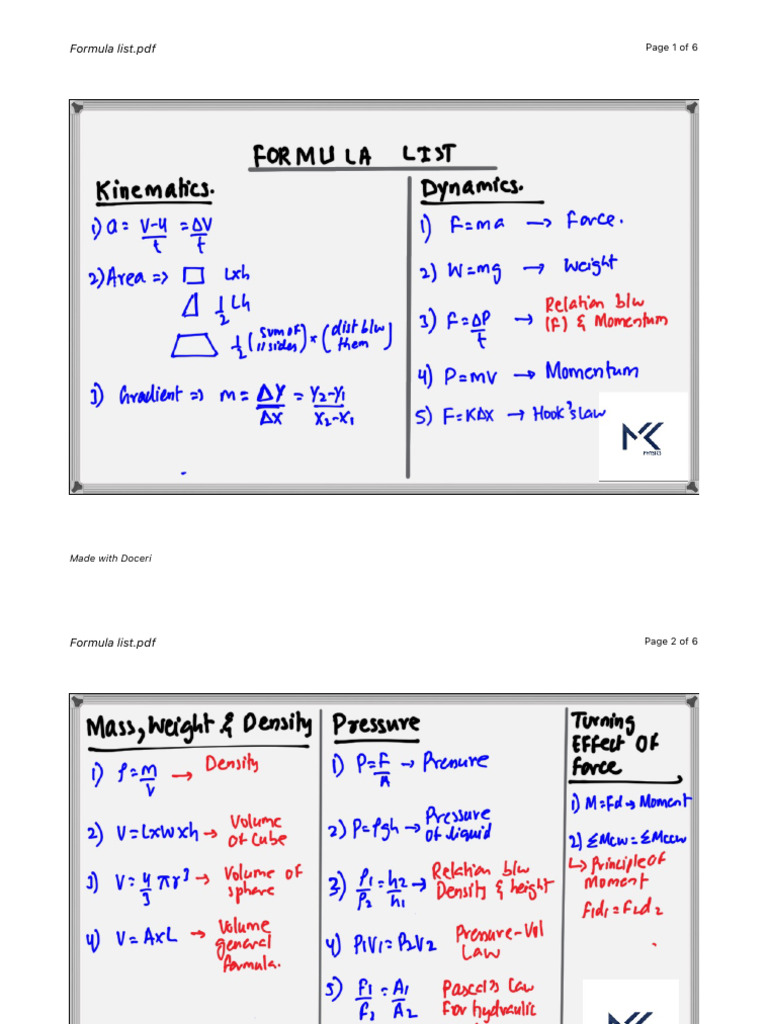 Essential Formula List PDF | PDF