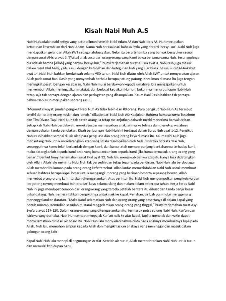 Dakwah Nabi Nuh kepada Bani Rasib | PDF