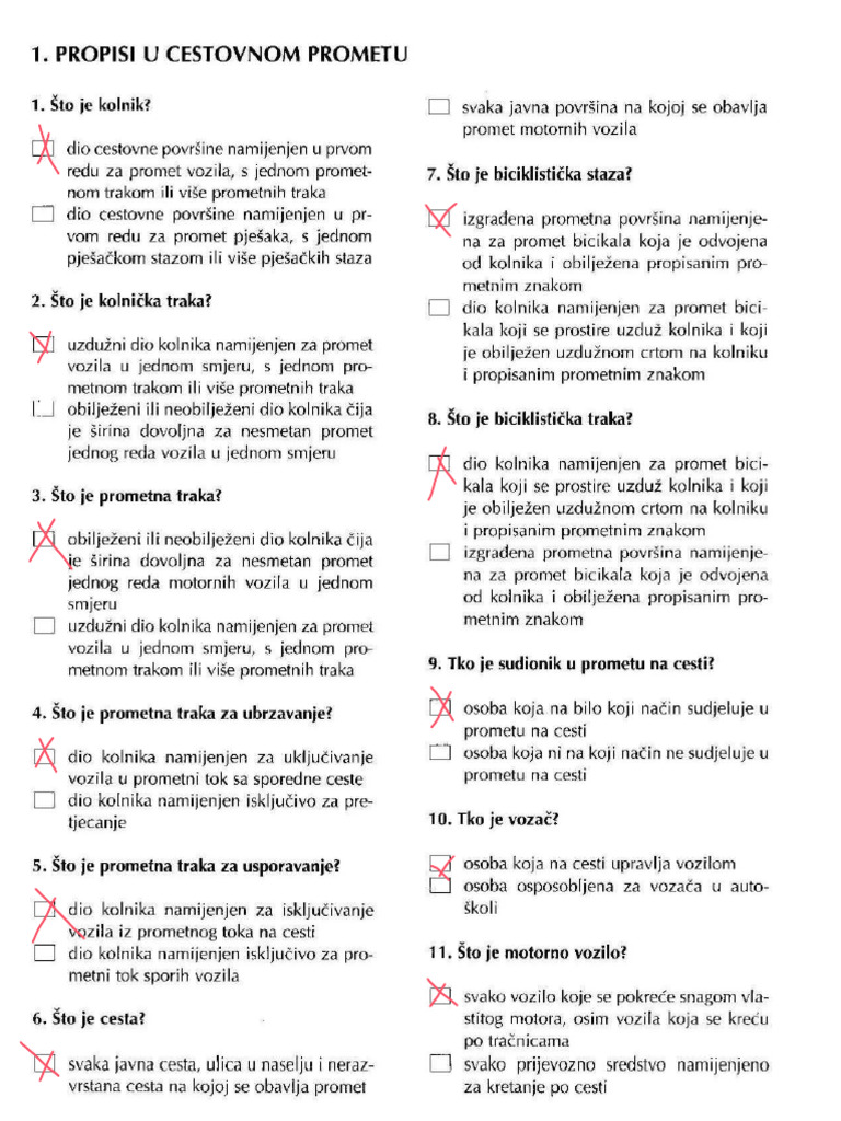 PROPISI U CESTOVNOM PROMETU Odgovoreno | PDF