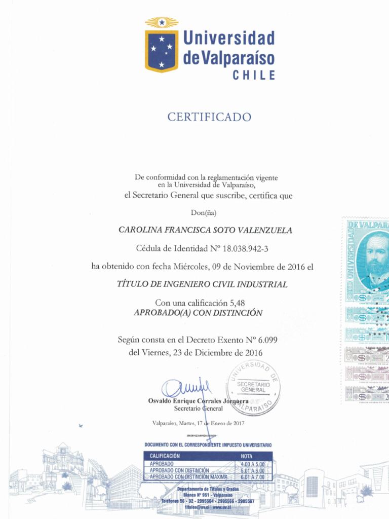 Certificado De Titulo Pdf