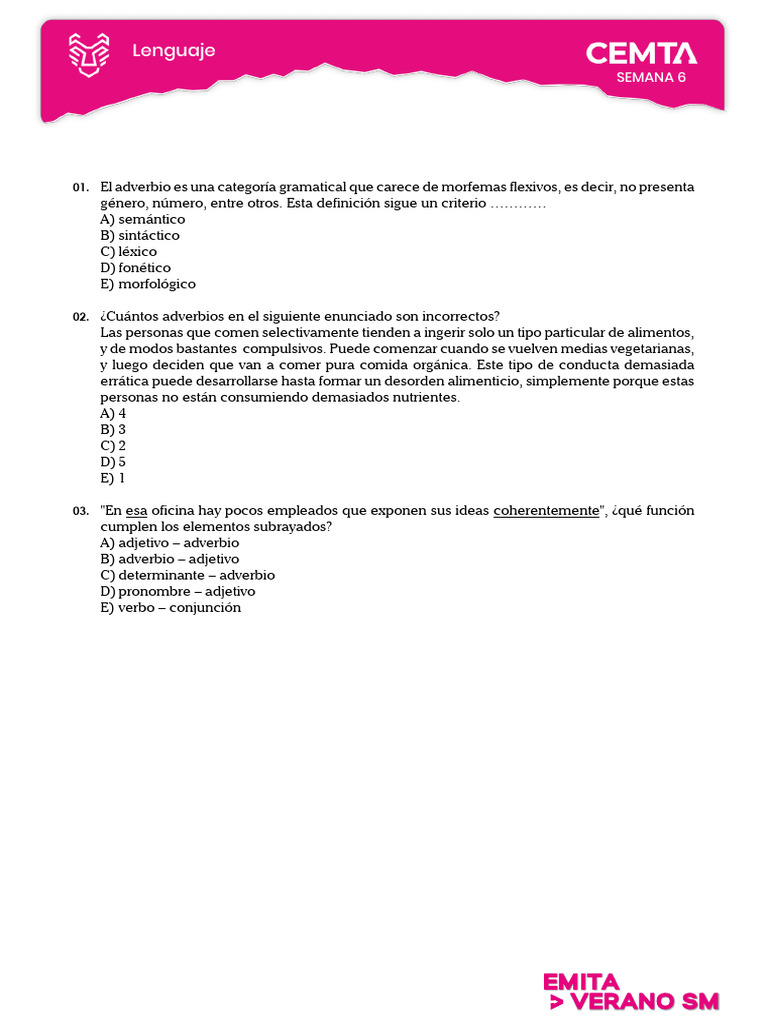 Lenguaje - EMITA - Semana 06 | PDF