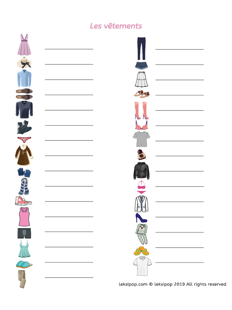Fiche Vêtements À Compléter | PDF