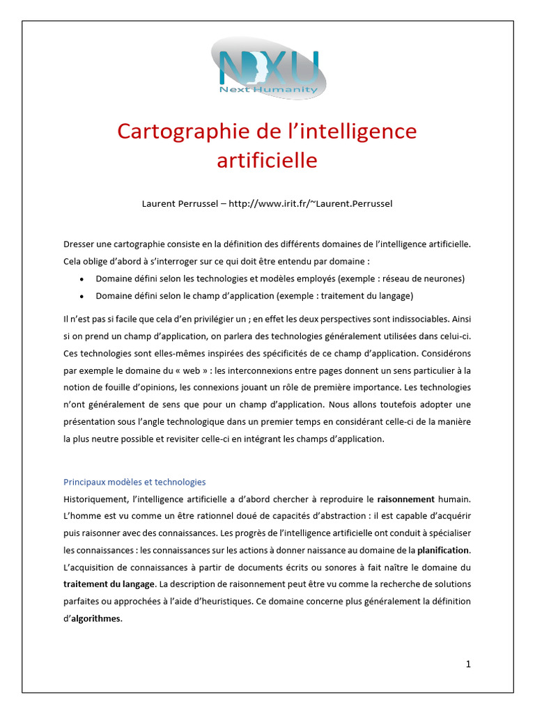 Cartographie de l'Intelligence Artificielle | PDF | Apprentissage ...