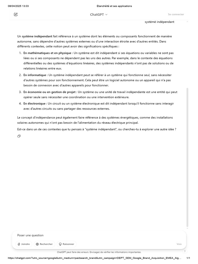 Comprendre les systèmes indépendants | PDF | Électronique | Équations