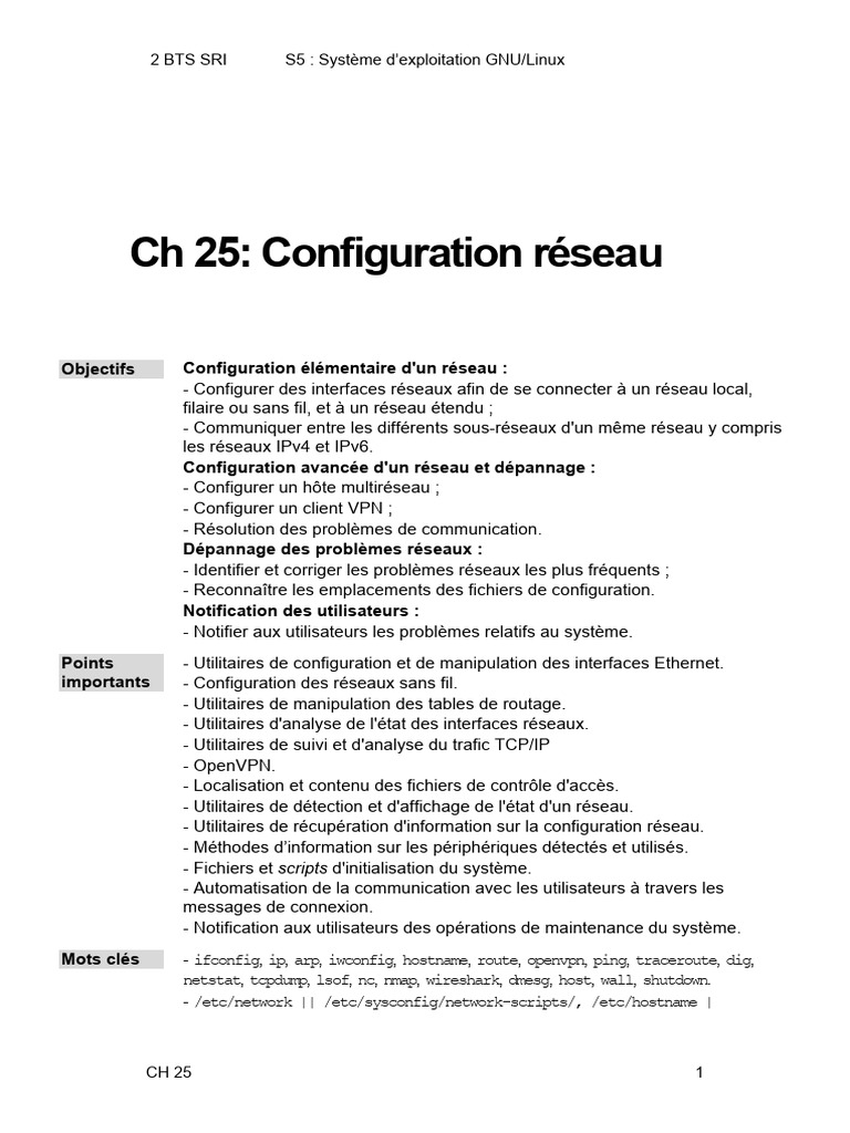 Configuration et dépannage réseau Linux | PDF | Adresse IP | Système de ...