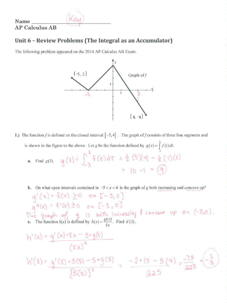 AP Calculus AB Unit 6 Exam Review | PDF | Integral | Mathematical Analysis