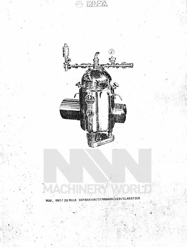 Reda - OpManual - RNT20 Cream Separator | PDF