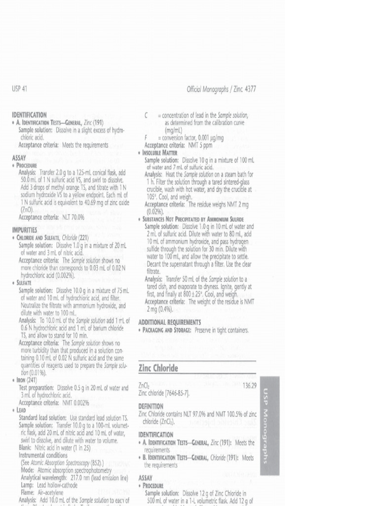 Zinc Chloride Usp | PDF