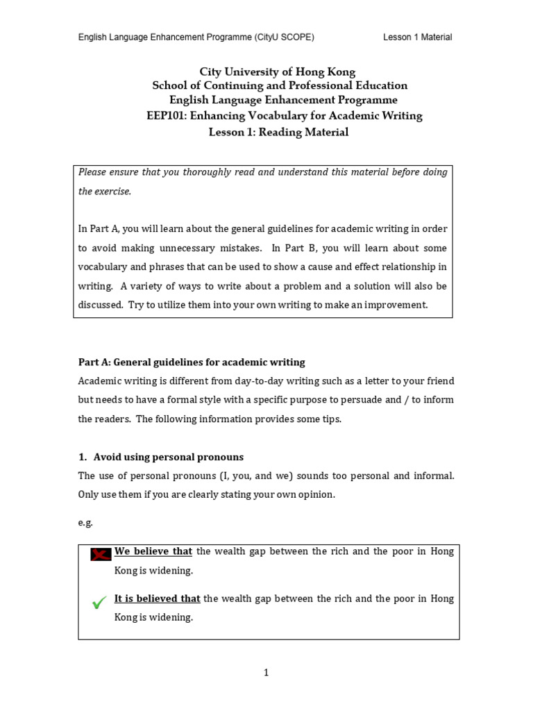 EEP101 - Lesson 1 - Reading Material | PDF | English Language