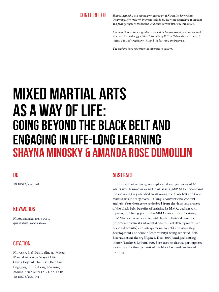 Mixed Martial Arts As A Way of Life:: Going Beyond The Black Belt and ...