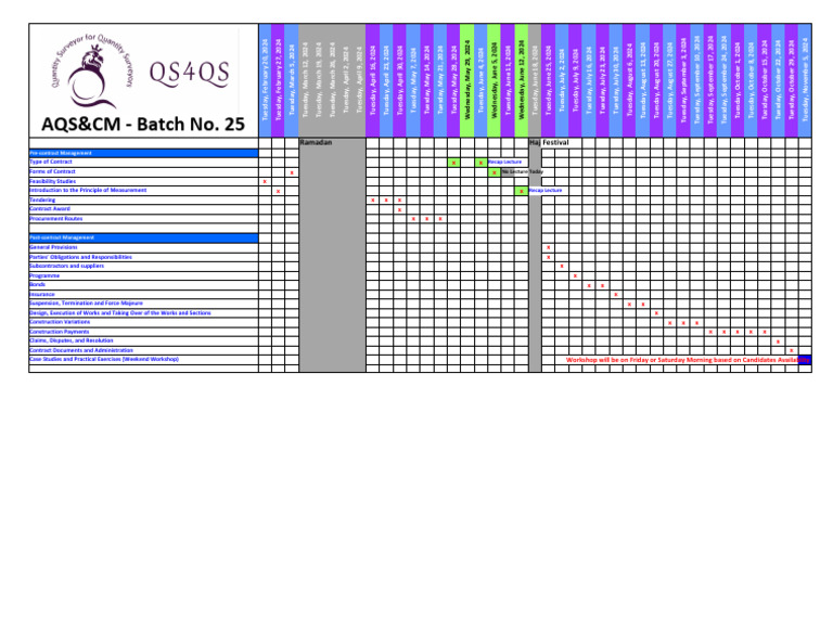 AQS&CM Batch 25 Schedule & Topics | PDF | Business | Contract Law