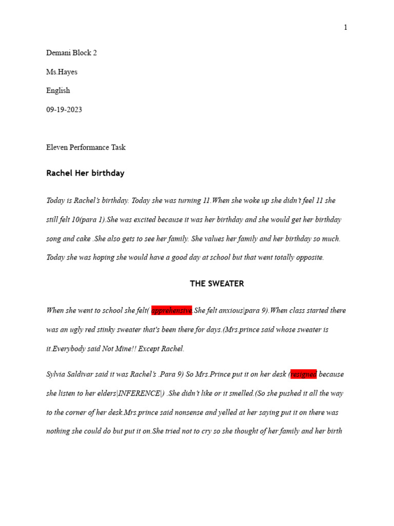 Eleven Performance Task | PDF