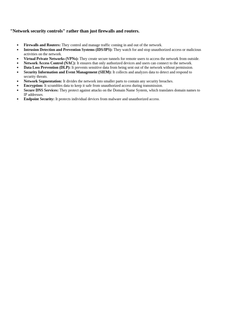 Key Network Security Controls Explained | PDF