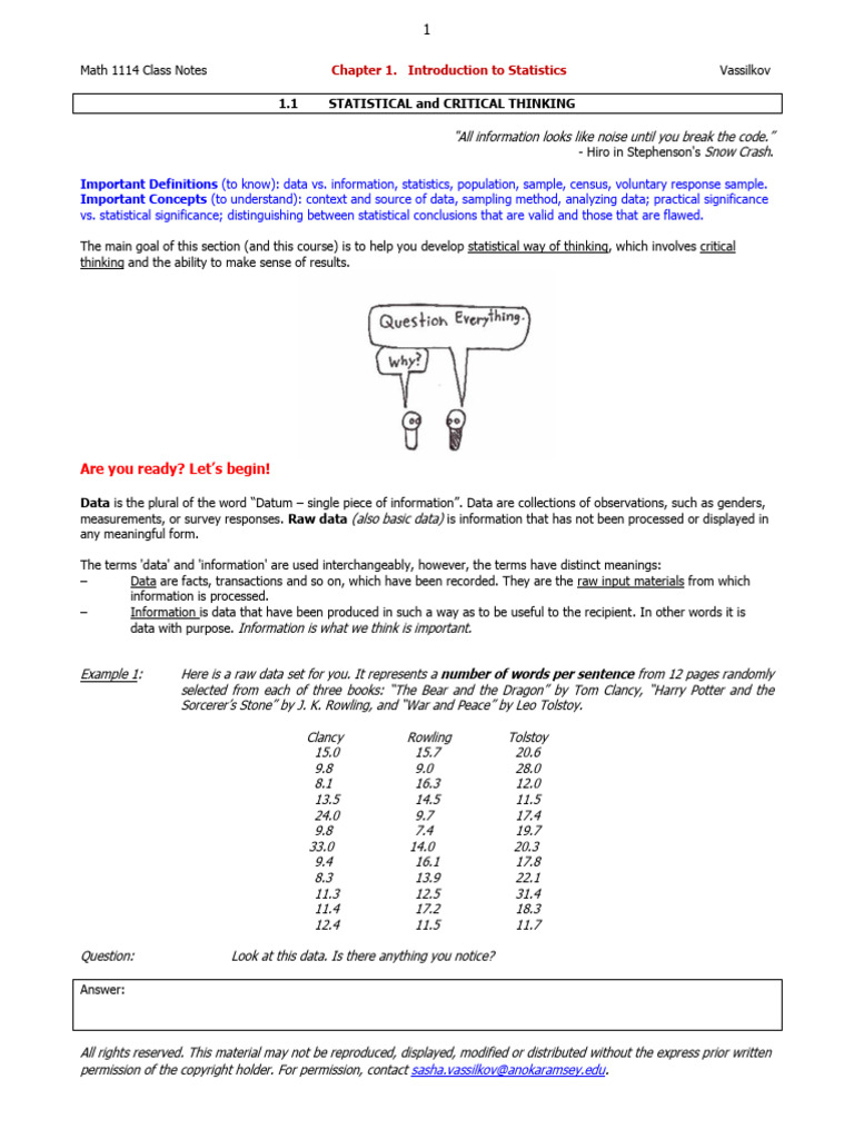 Introduction to Statistics Concepts | PDF | Sampling (Statistics ...