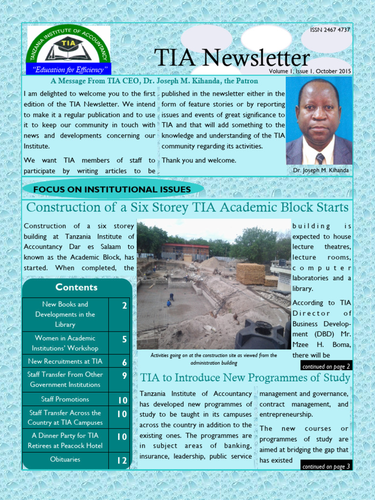 TIA Newsletter: New Academic Developments | PDF | Libraries | Classroom