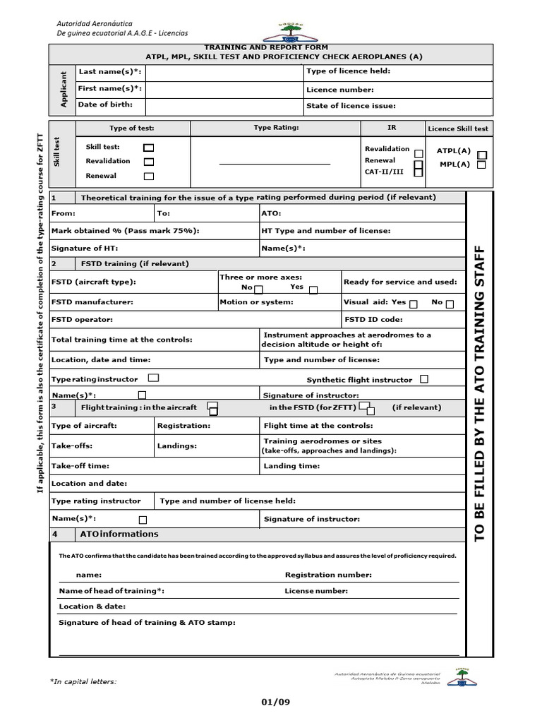 RACGE FCL Training and Report Form | PDF | Flight Instructor | Aviation ...
