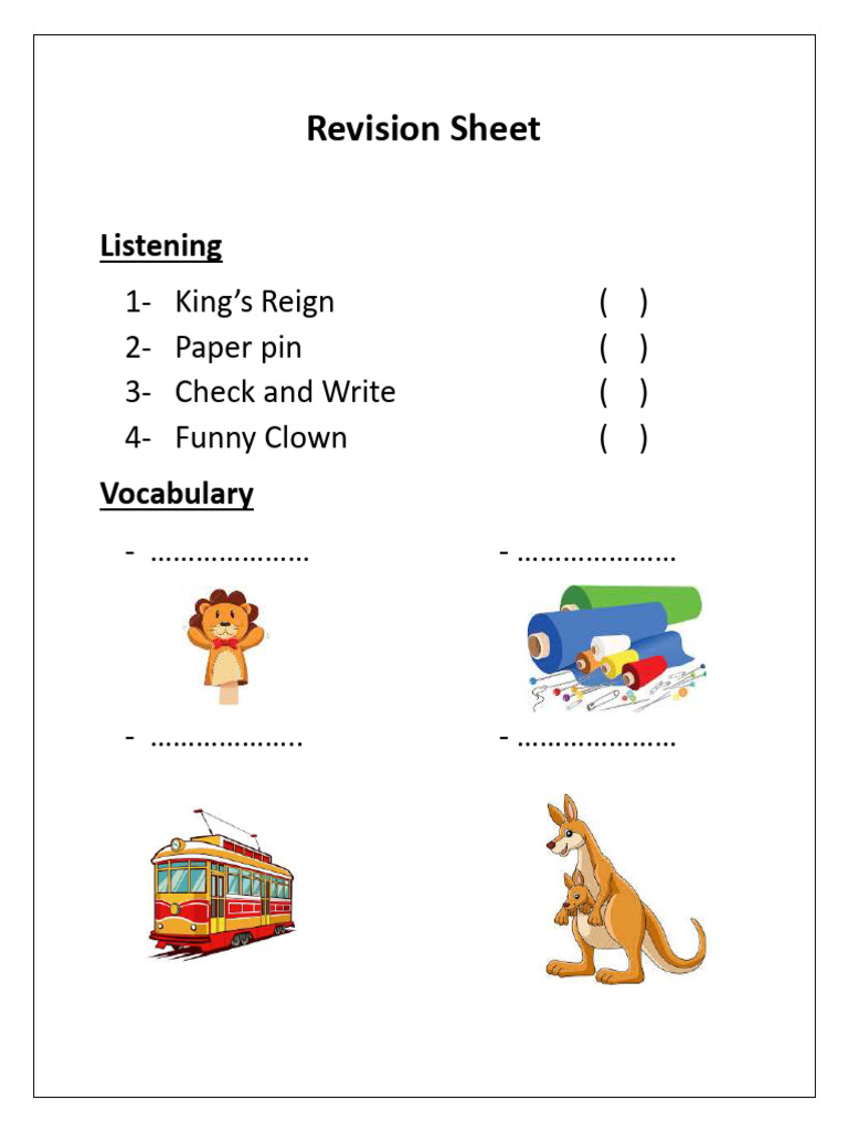 Term 1 Revision Sheet Pdf