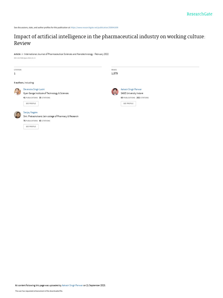 Impact Artificial Intelligenceinthe Pharmaceutical Industry | PDF ...