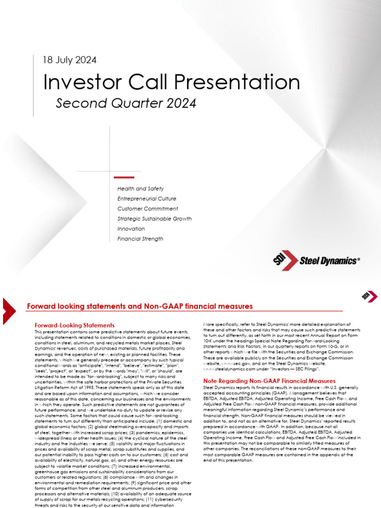 Steel Dynamics, Inc Q2 Presentation | PDF | Scrap | Recycling