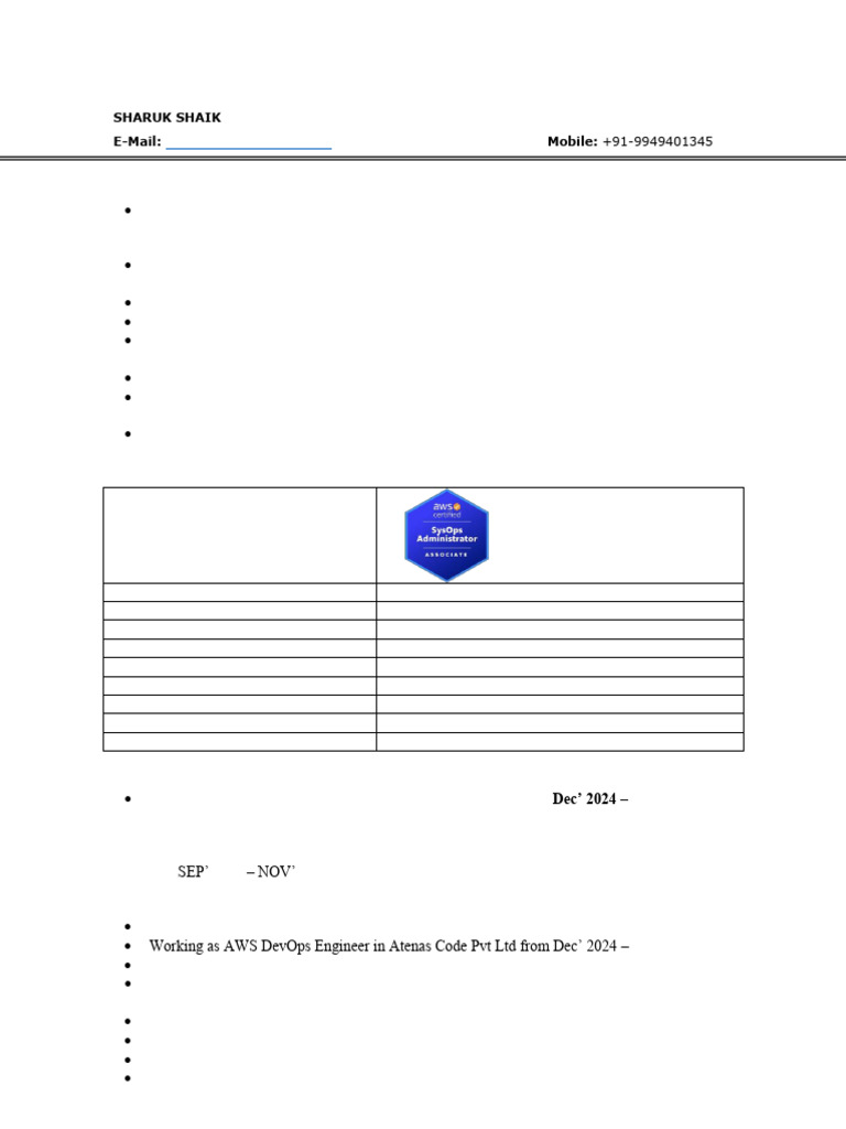 AWS DevOps Engineer Profile Summary | PDF | Cloud Computing | Software ...