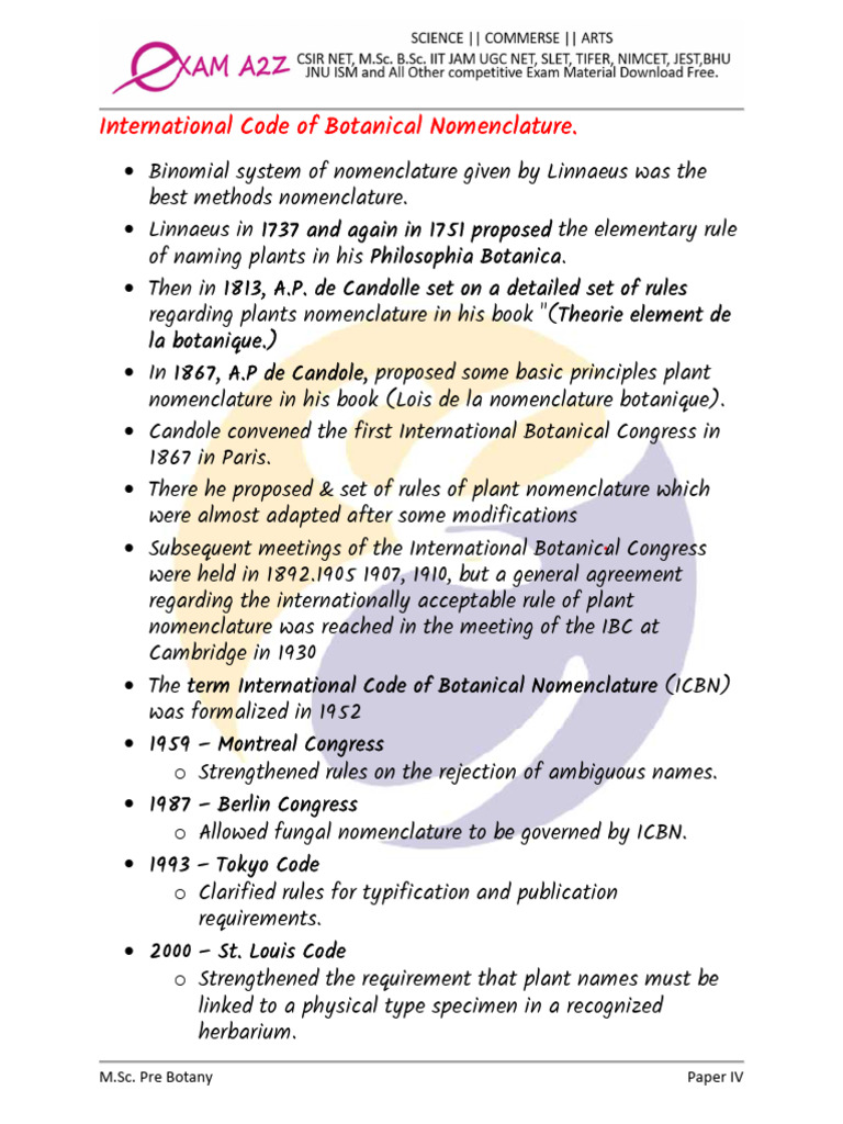 ICBN Principles and Historical Overview | PDF