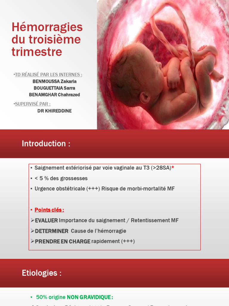 Hémorragies du troisième trimestre de grossesse | PDF | Saignement | Utérus