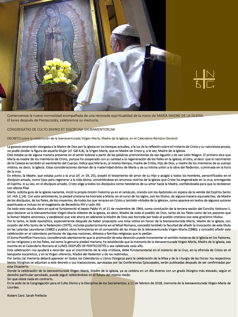 María, Madre de la Iglesia: Celebración y Fe | PDF | Iglesia Católica