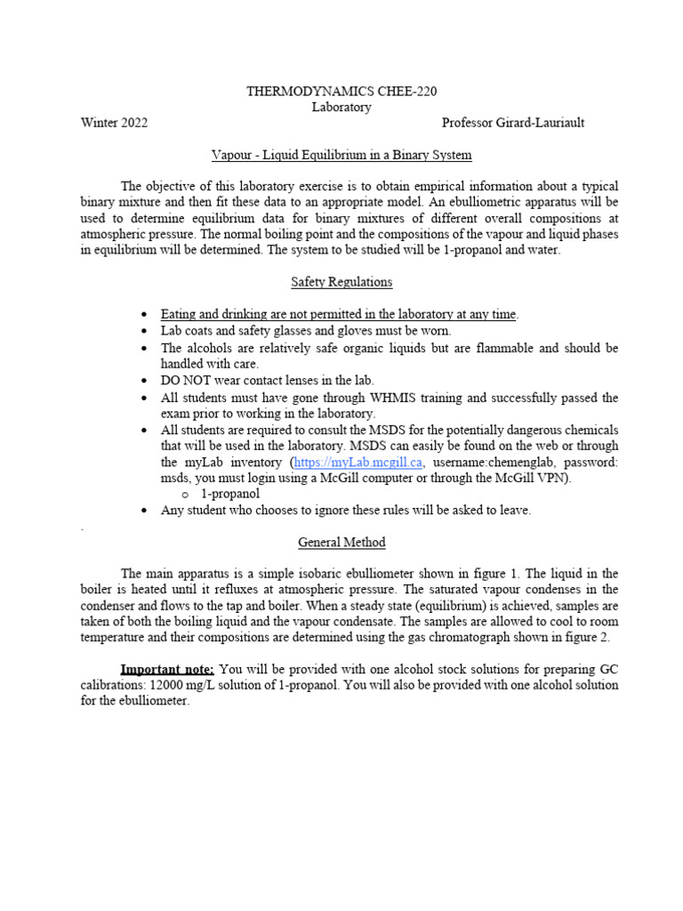 Binary Mixture Equilibrium Lab Guide | PDF | Concentration | Liquids