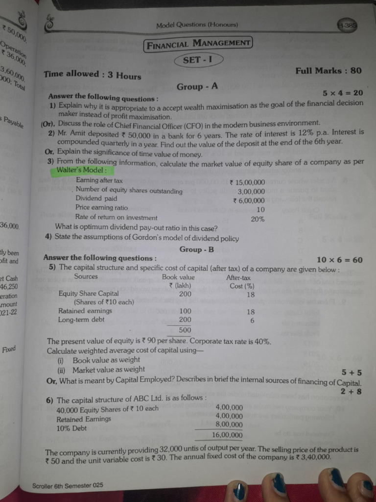 FM Model Questions For Honours | PDF