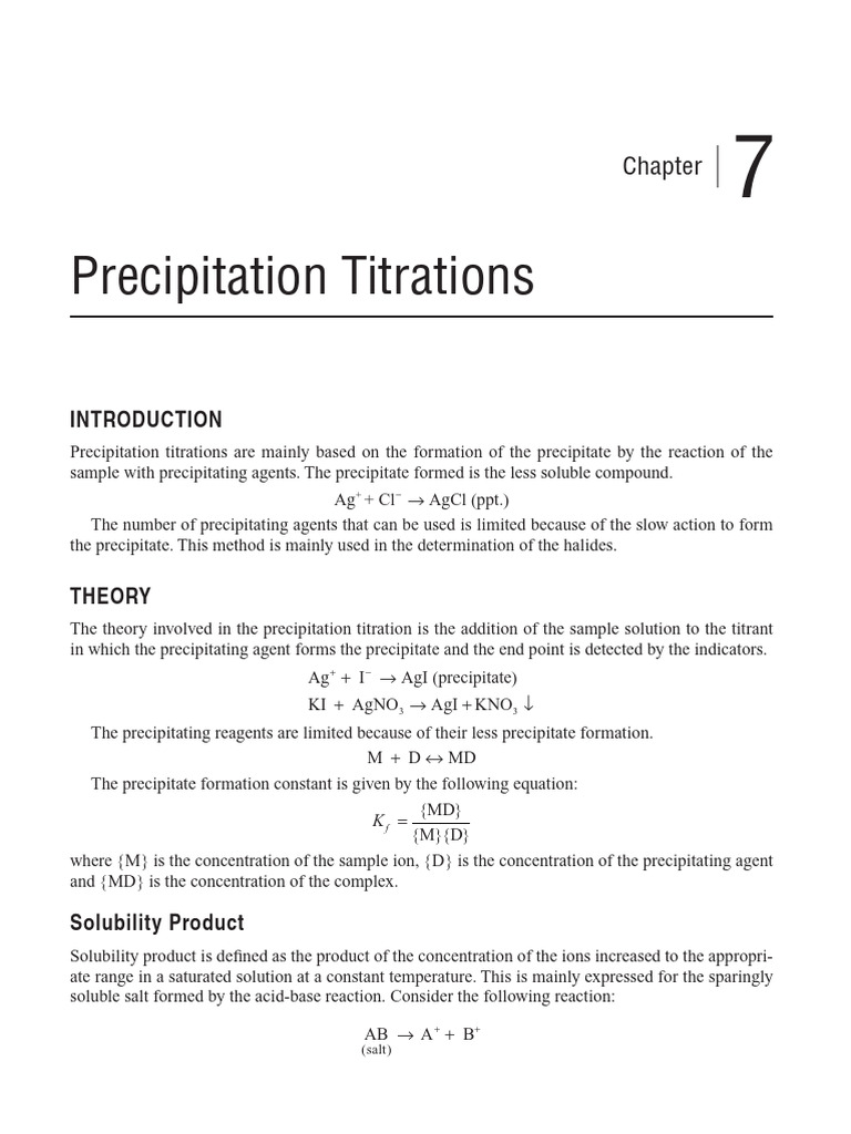 Overview of Precipitation Titrations | PDF | Titration | Chemistry