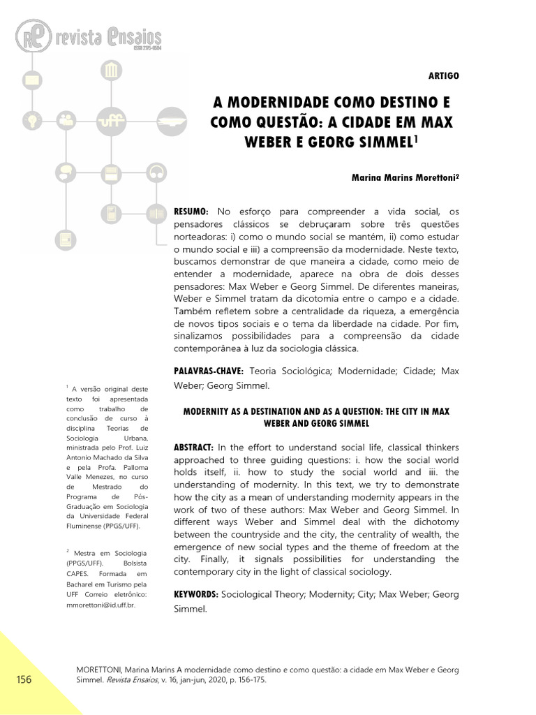 Cidade e Modernidade em Weber e Simmel | PDF | Max Weber | Sociologia