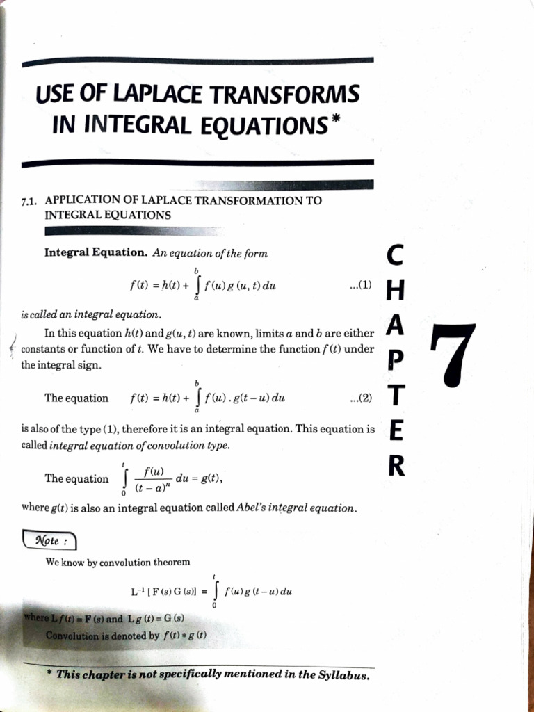 Laplace Transforms in Integral Equations | PDF | Convolution | Laplace ...
