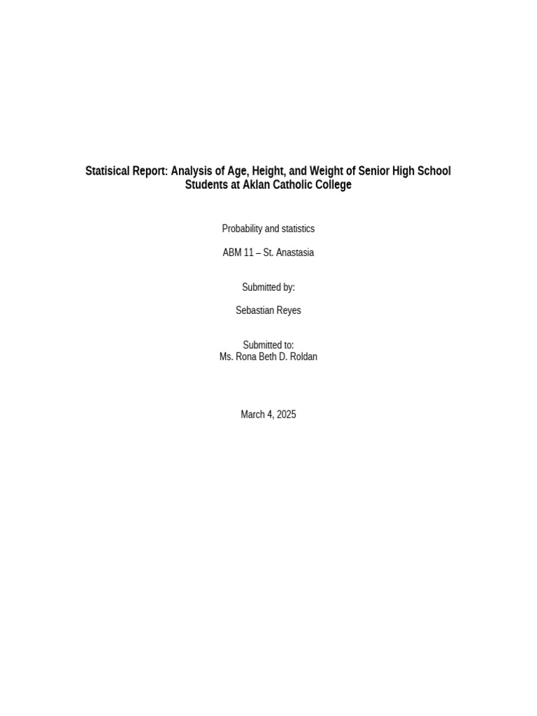 Statistical Analysis of High School Students | PDF | Mean | Probability ...