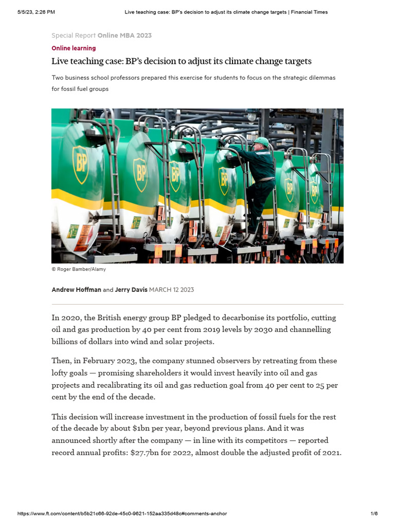 BP's Shift in Climate Goals Explained | PDF | Bp | Fossil Fuels