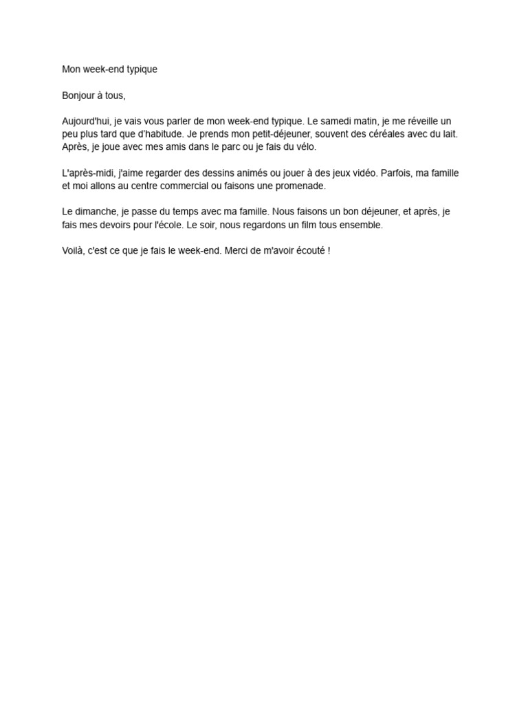Mon week-end typique en famille et amis | PDF