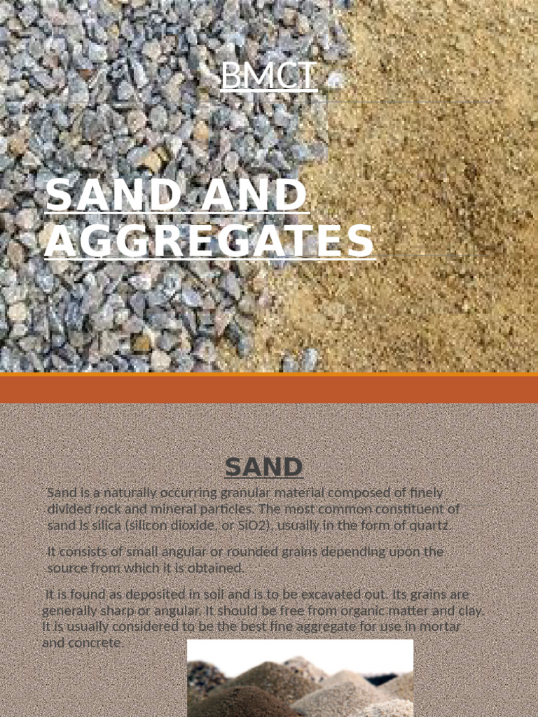 Types and Uses of Sand and Aggregates | PDF | Concrete | Sand