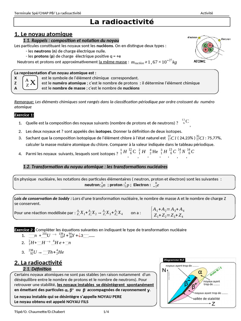 Comprendre la radioactivité en terminale | PDF | Noyau atomique ...