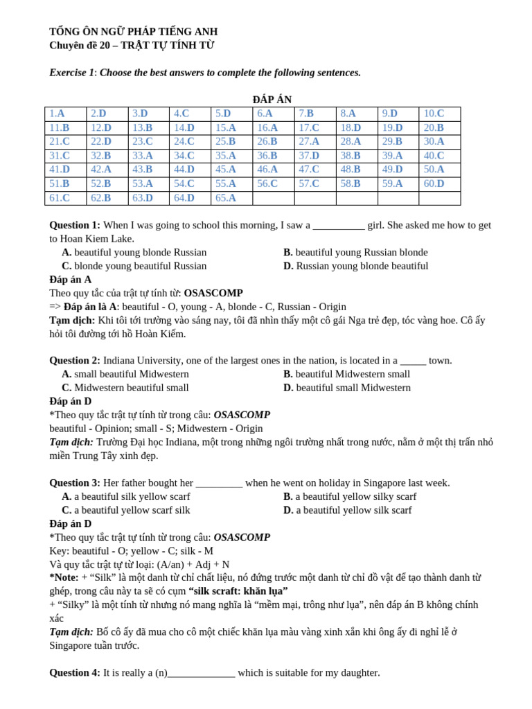 Exercise 1 KEY | PDF