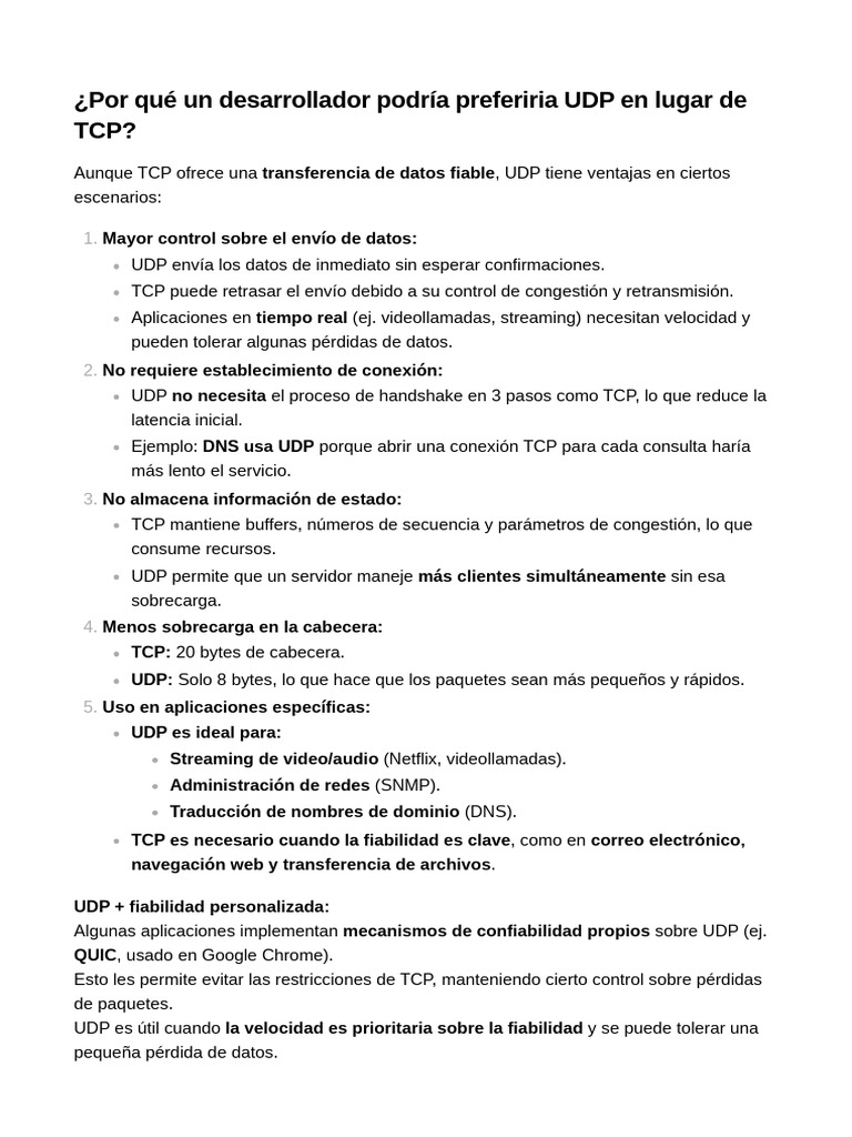 Estructura y ventajas del segmento UDP | PDF | Protocolo de Control de ...