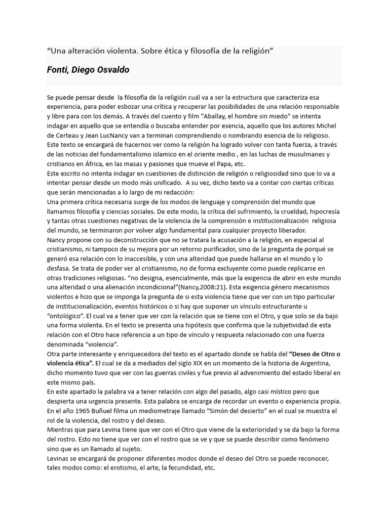 Ética y violencia en la religión moderna | PDF | Violencia | Esencia