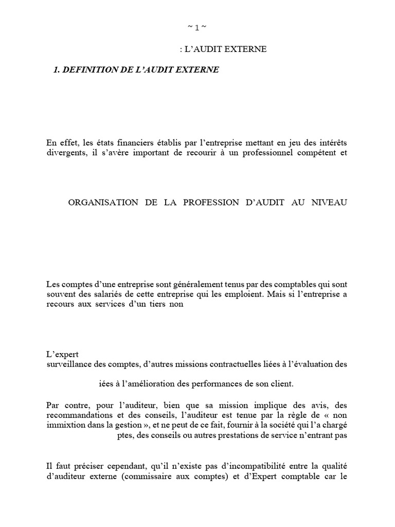 Audit Externe : Définition et Types | PDF | Audit financier | Audit