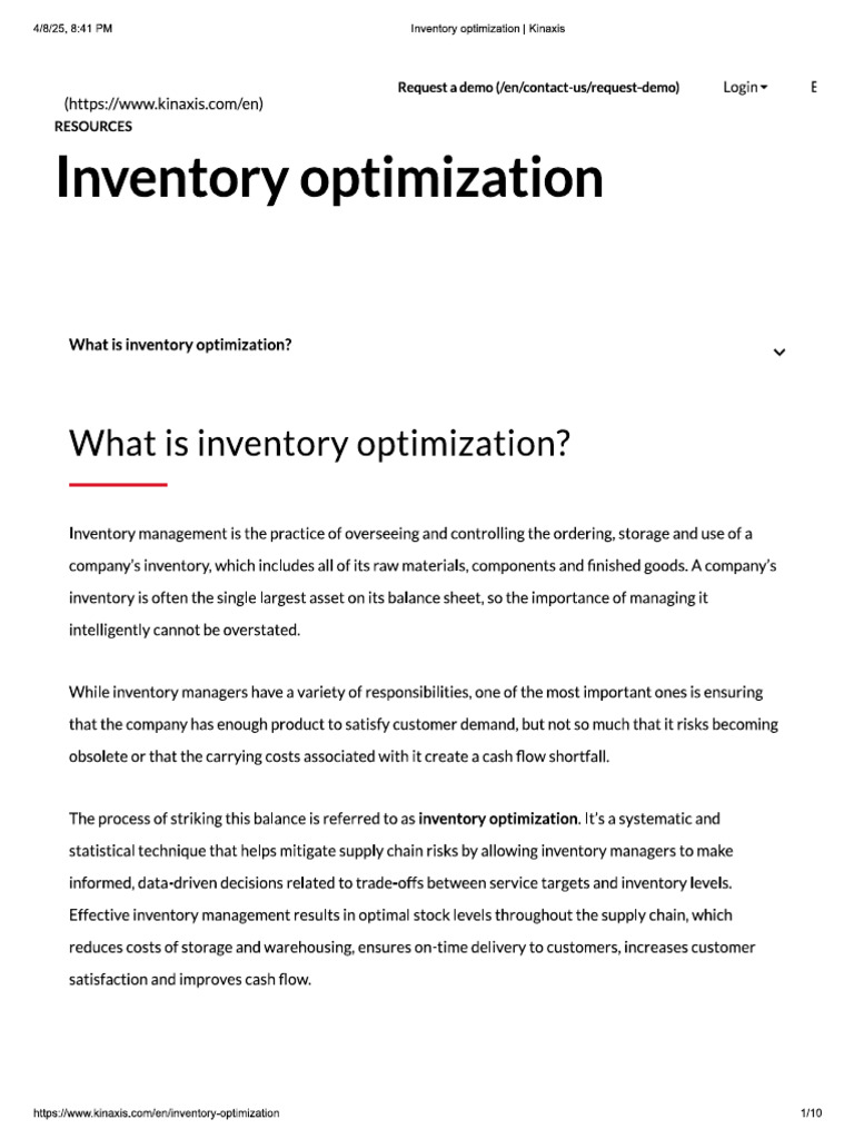 Inventory Optimization | PDF