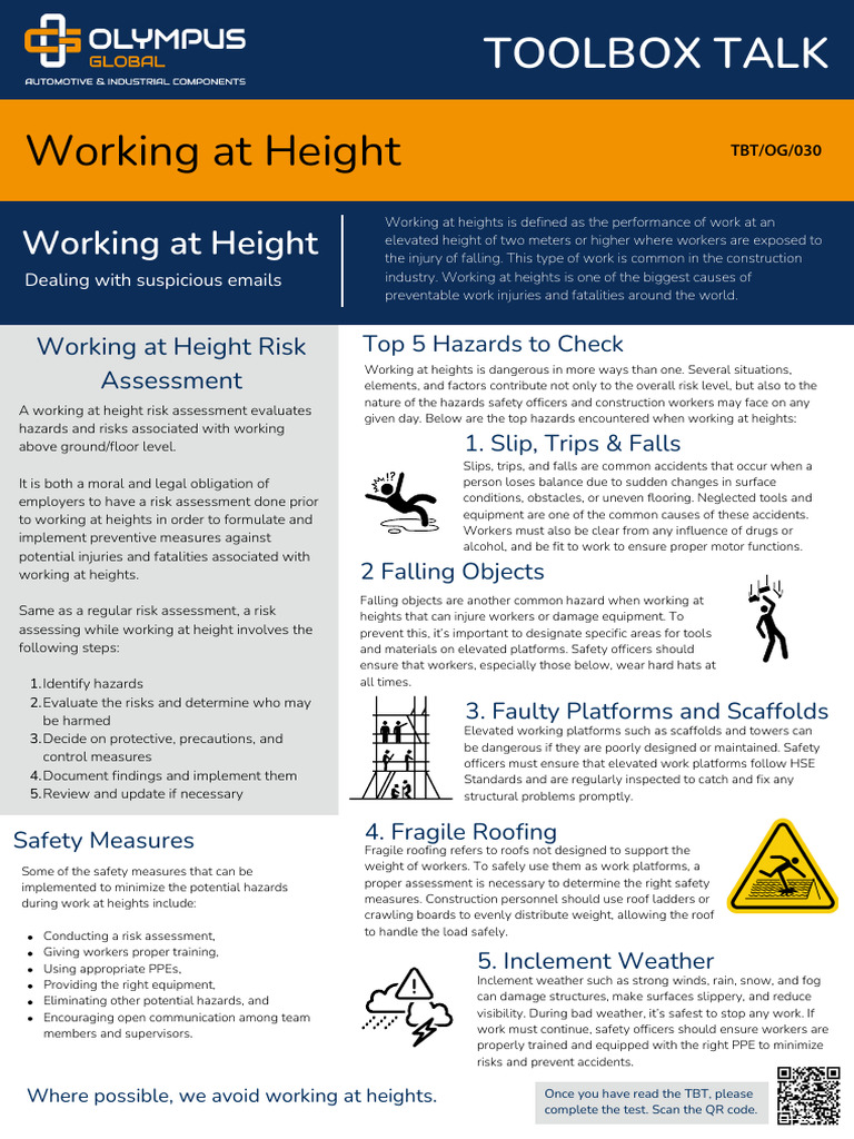 Working at Height Risk Assessment Guide | PDF | Risk | Safety
