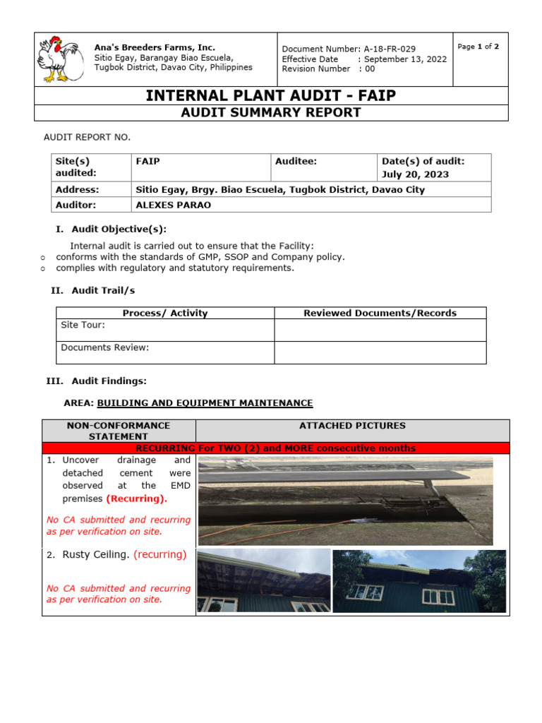 IPA - Building and Equipment Maintenance July 20, 2023 | PDF | Audit ...