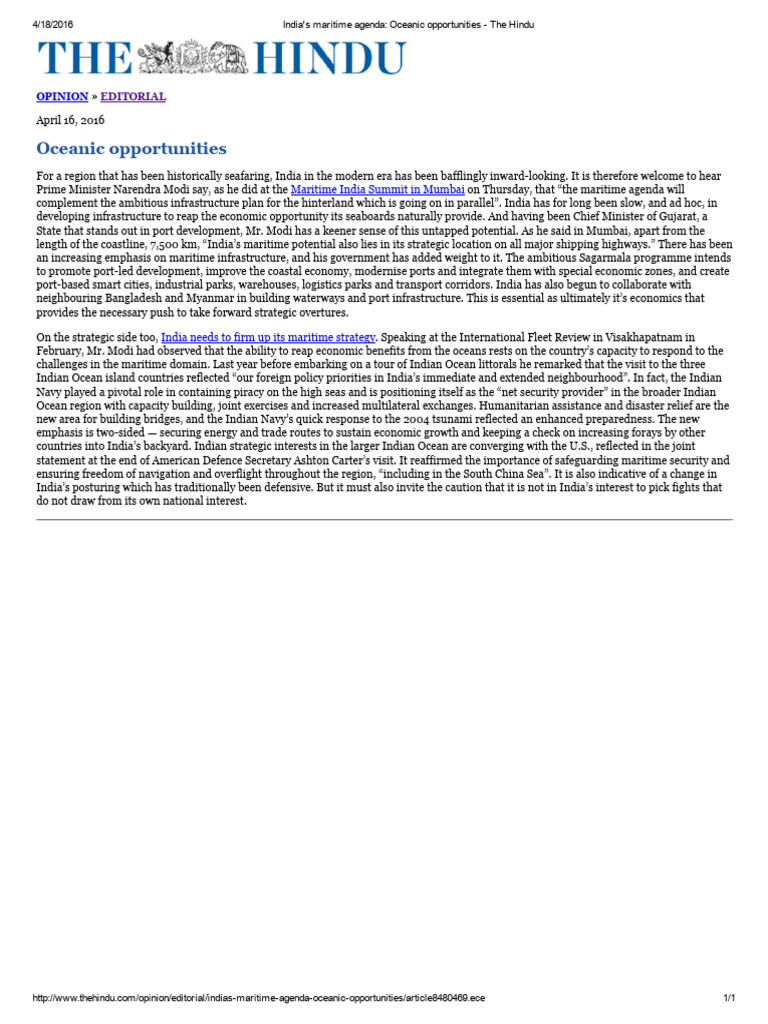 India's Maritime Strategy and Opportunities | PDF | International Relations