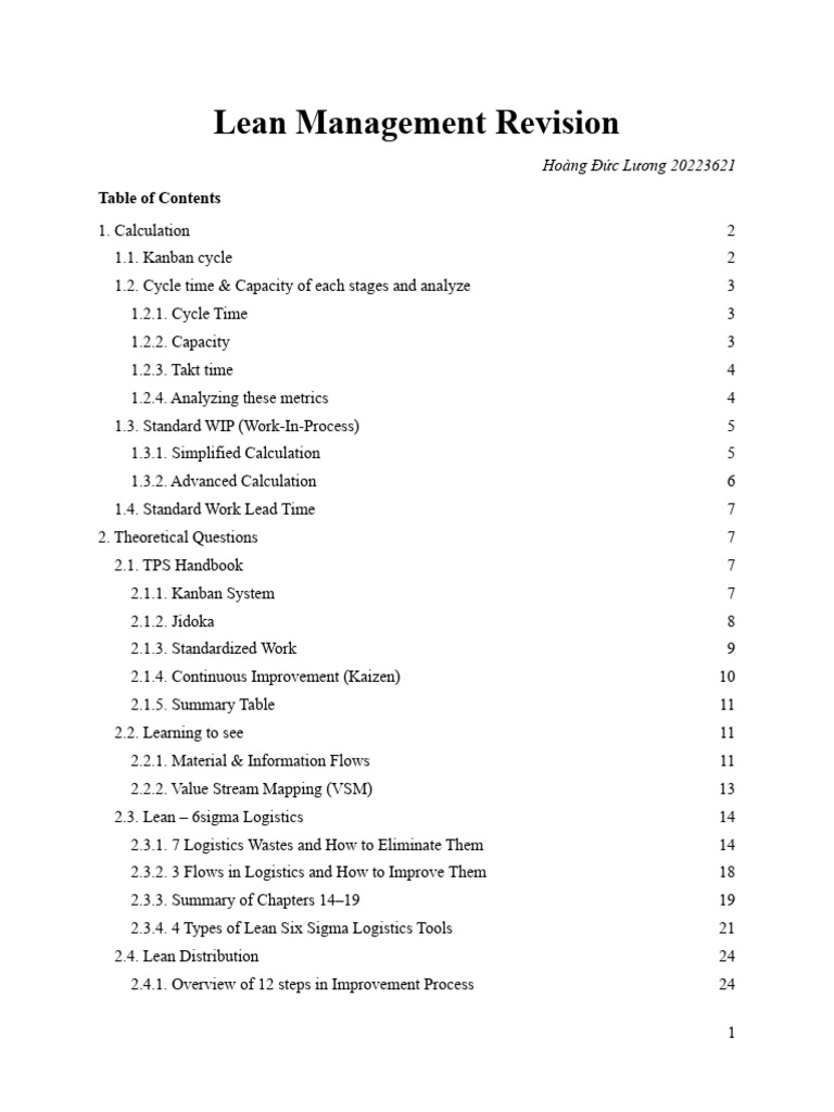 Lean Management Metrics and Analysis | PDF | Lean Manufacturing | Logistics