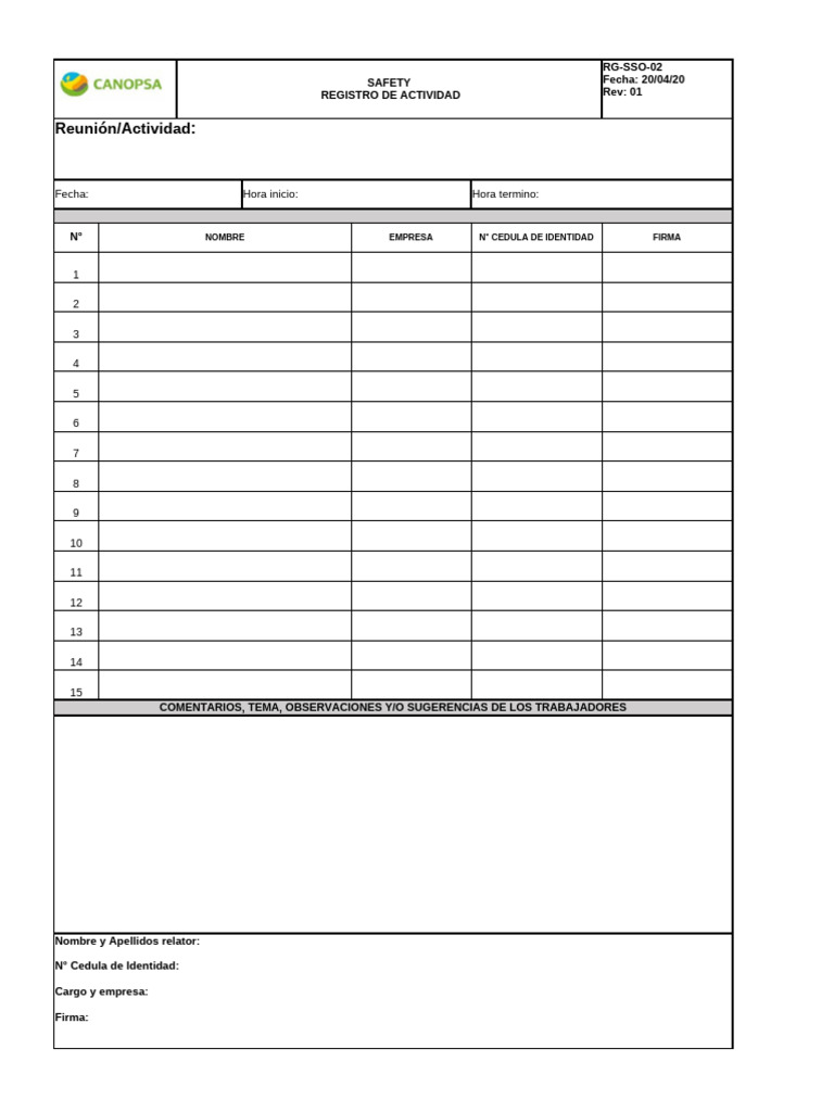Registor de Charla | PDF
